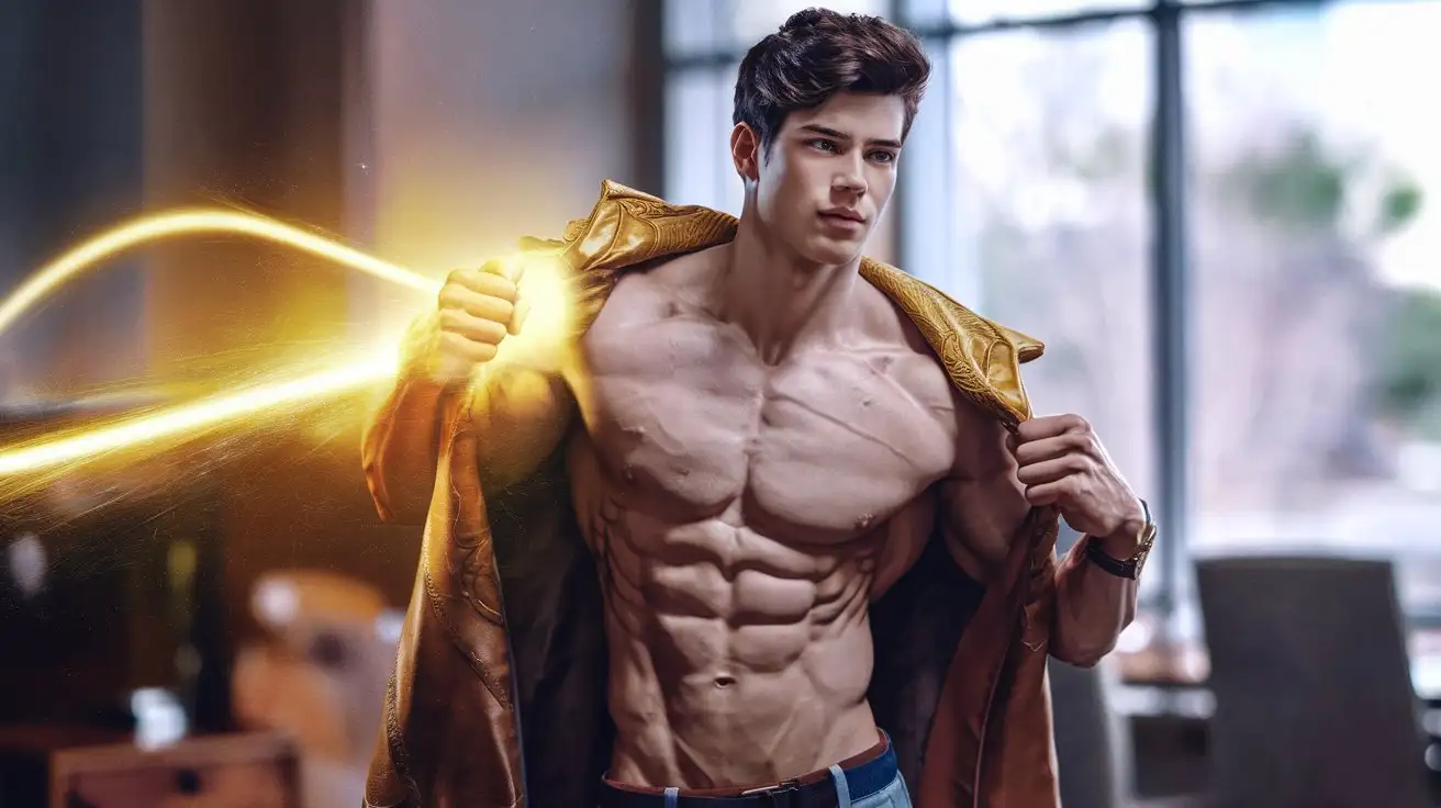 Young-College-Student-Transforms-into-a-Powerful-Superhero-with-Luminous-Golden-Power