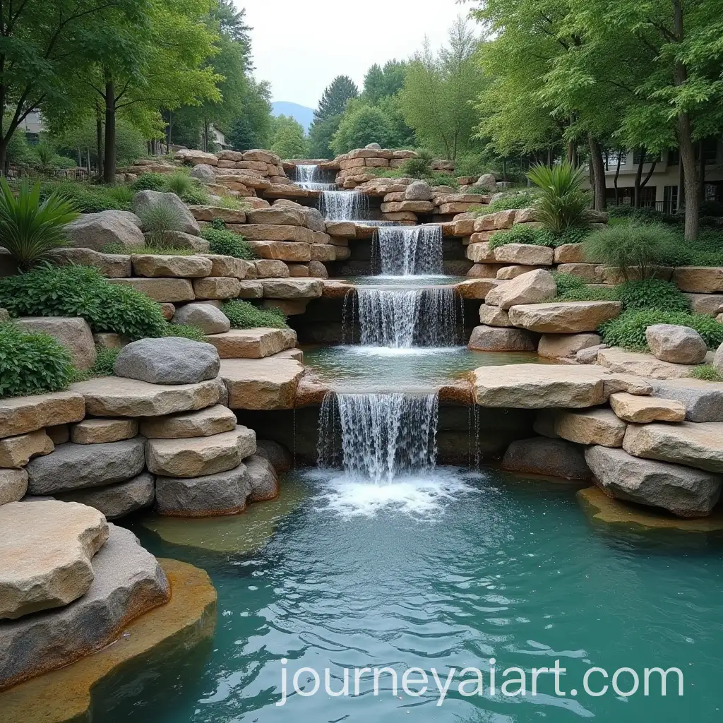 ThreeStep-Waterfall-with-Varying-Water-Flows-and-Rock-Textures