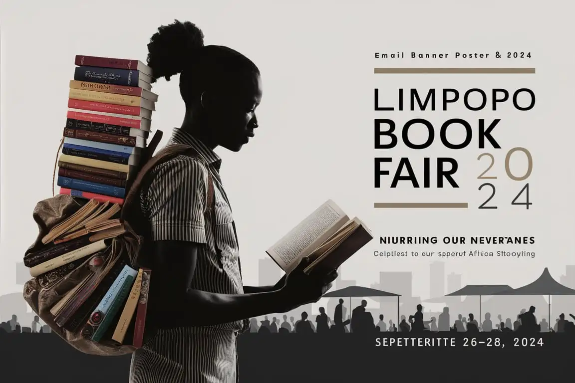 Limpopo Book Fair 2024 African Reader with Books in Silhouette