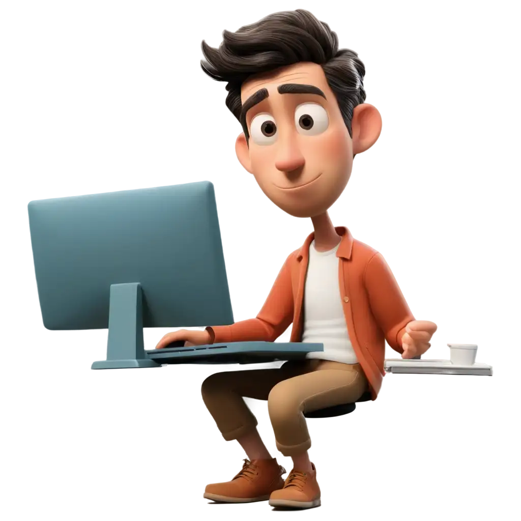 Cartoonic-Image-of-a-Man-Sitting-in-Front-of-a-Computer-in-PNG-Format