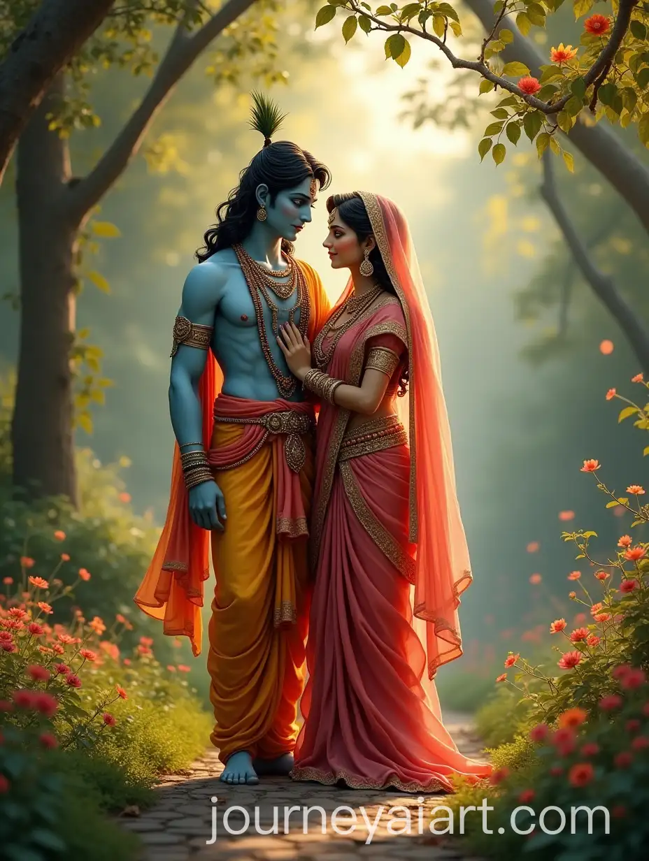 Lord-Krishna-and-Radha-in-a-Divine-Natural-Setting