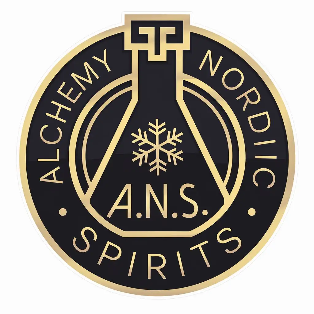 LOGO Design for Alchemy Nordic Spirits Minimalist Flask with Viking Rune Gold Metallic Accents