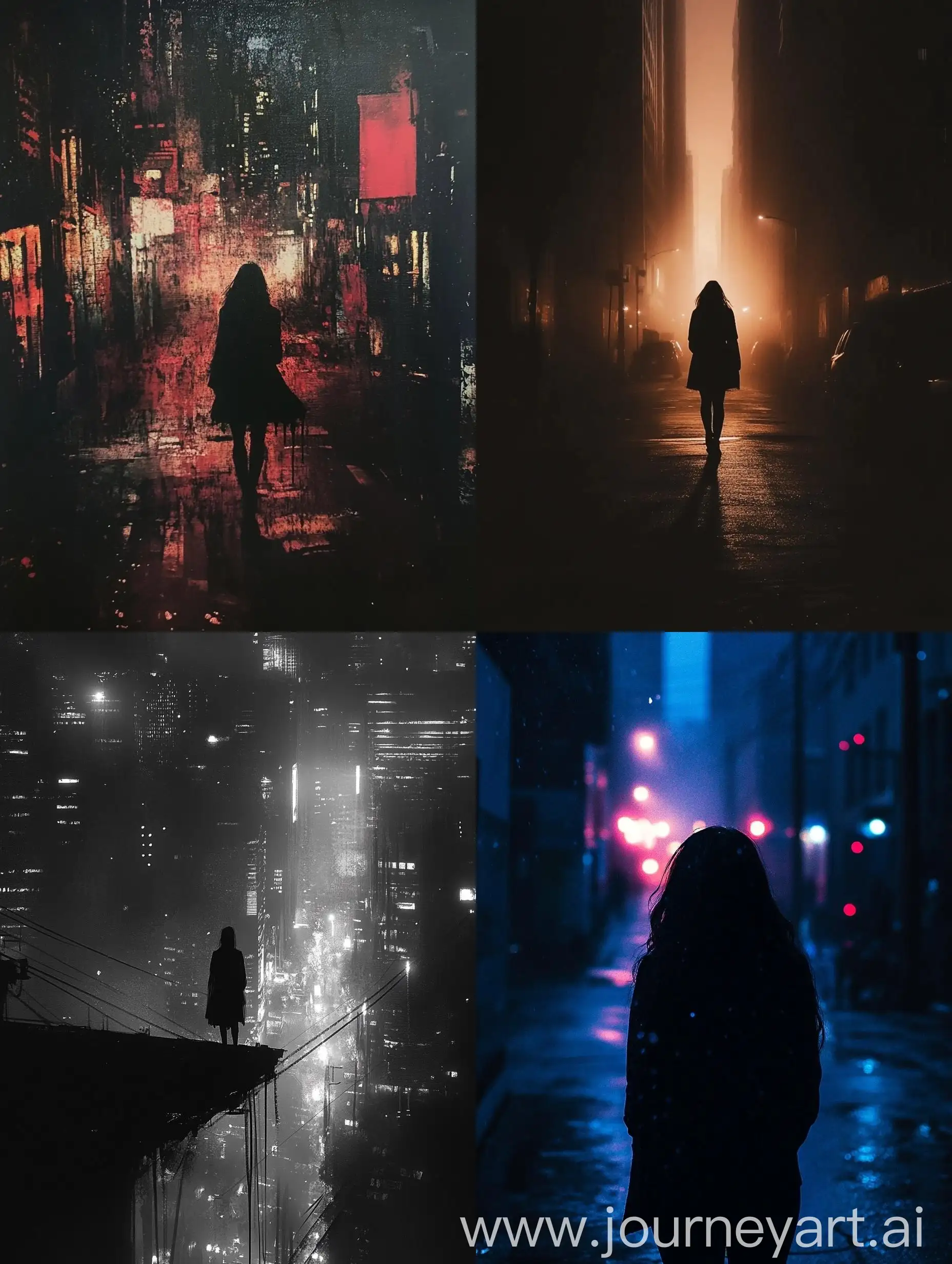 Mysterious-Woman-in-a-Dark-Dying-City-with-Shadowy-Atmosphere