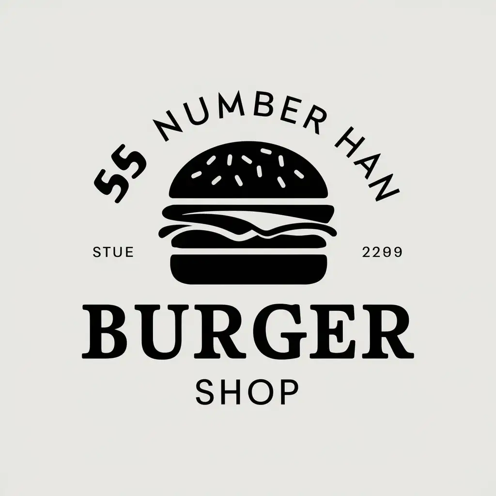 a vector logo design,with the text "55 number han burger shop", main symbol:hamburger,Moderate,be used in Restaurant industry,clear background