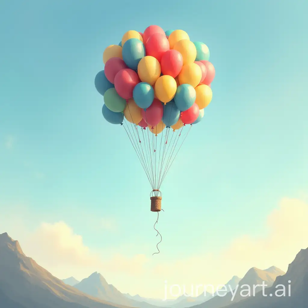 Colorful-Balloons-Floating-in-a-Serene-Sky