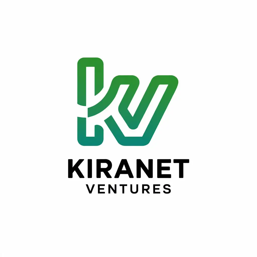 LOGO Design for KIRANET VENTURES Green and White with Clean Modern Internet Industry Theme