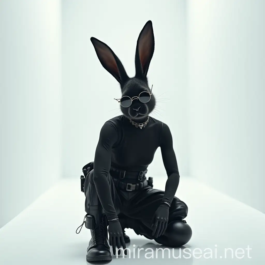 Cyberpunk Bunny Fashion Show in White Room