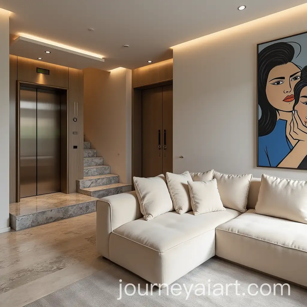 Luxurious-Minimalist-Living-Room-with-Velvet-Sofa-and-Abstract-Cubist-Art