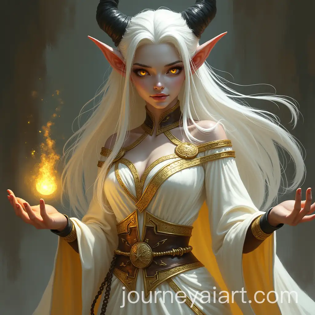 Female-Tiefling-Warlock-Celestial-Healer-with-Gold-Magic-and-Braided-White-Hair