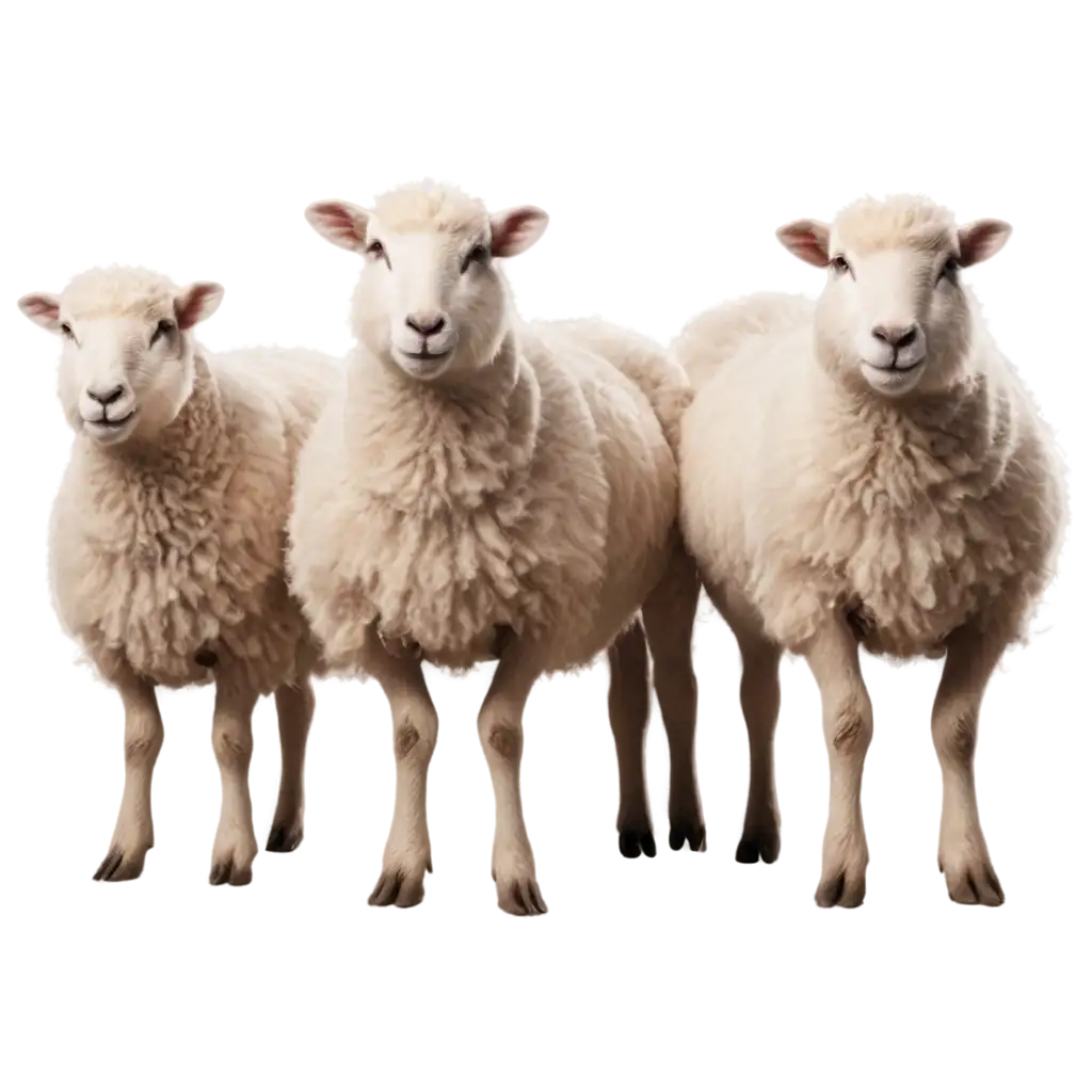 Photorealistic-PNG-Image-of-Three-Sheep-in-Front-View-Enhance-Your-Design-with-Clarity-and-Detail