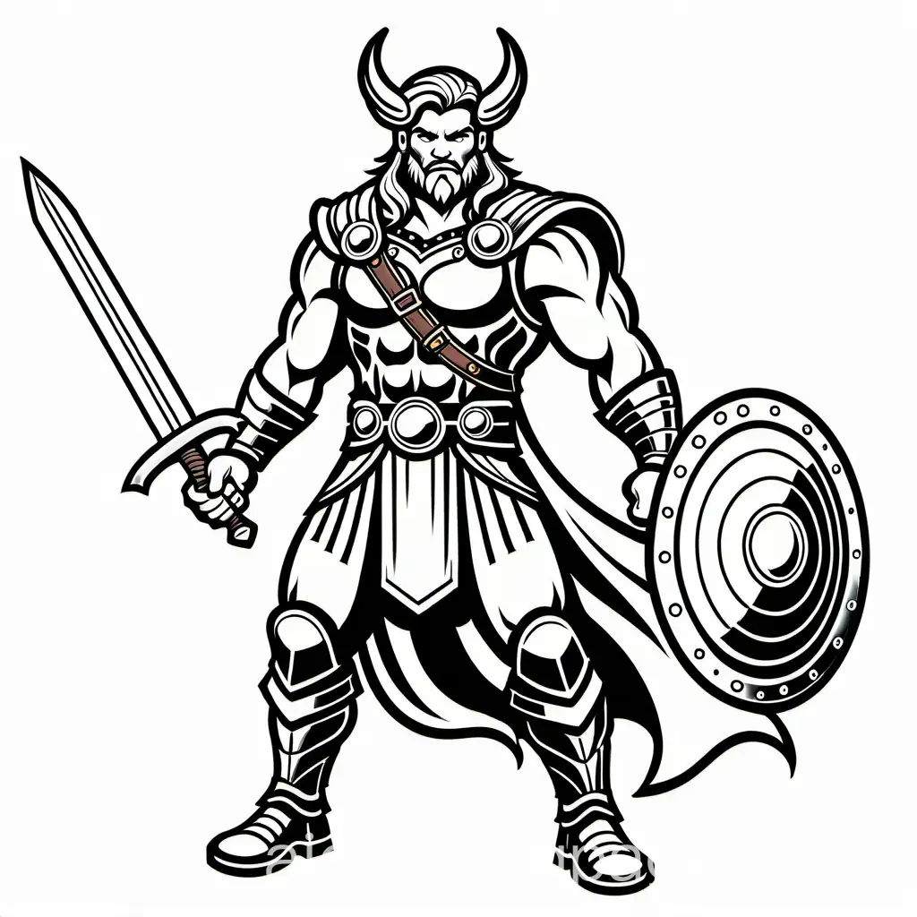 Mighty-ThorLike-Warrior-Ready-for-Battle-Coloring-Page