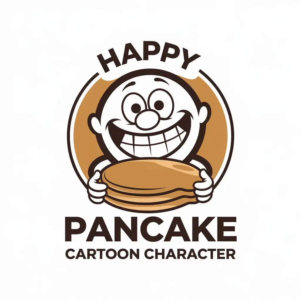 LOGO Design for Happy Pancake Cartoon Character with Playful Vibes for Restaurant Industry