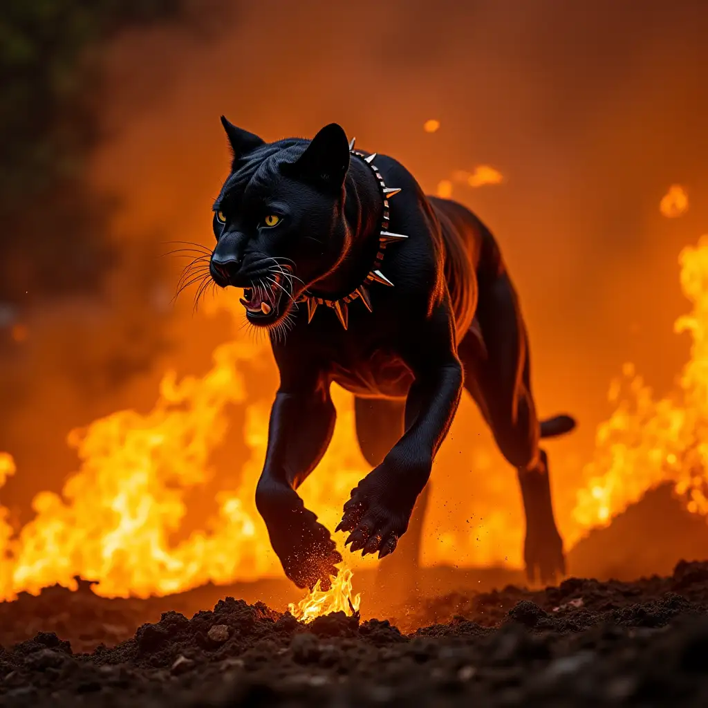 Black Panther emerges from the fire