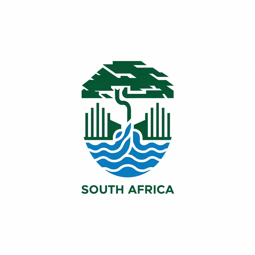 LOGO-Design-For-South-Africa-Tree-Waterflow-and-Building-Symbol-in-Education-Industry