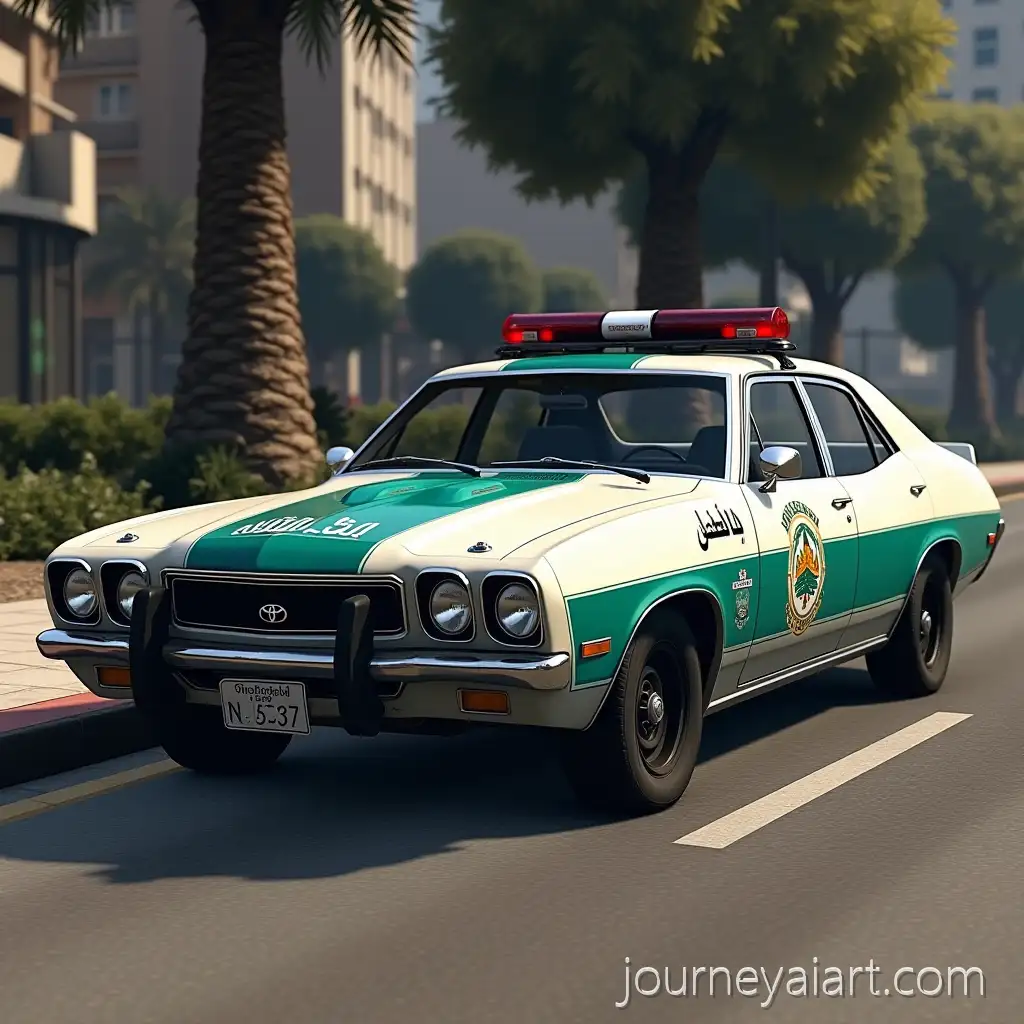 Saudi-Police-Car-Toyota-Sedan-in-Urban-GTA-V-Style-with-Authentic-Markings