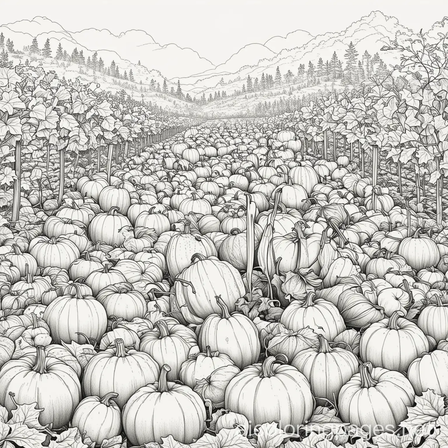 Pumpkin-Harvesting-Coloring-Page-Simple-Line-Art-on-White-Background