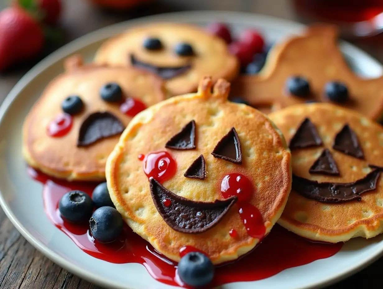 Halloween-Themed-Pancakes-Spooky-Treats-with-Berries-and-Chocolate