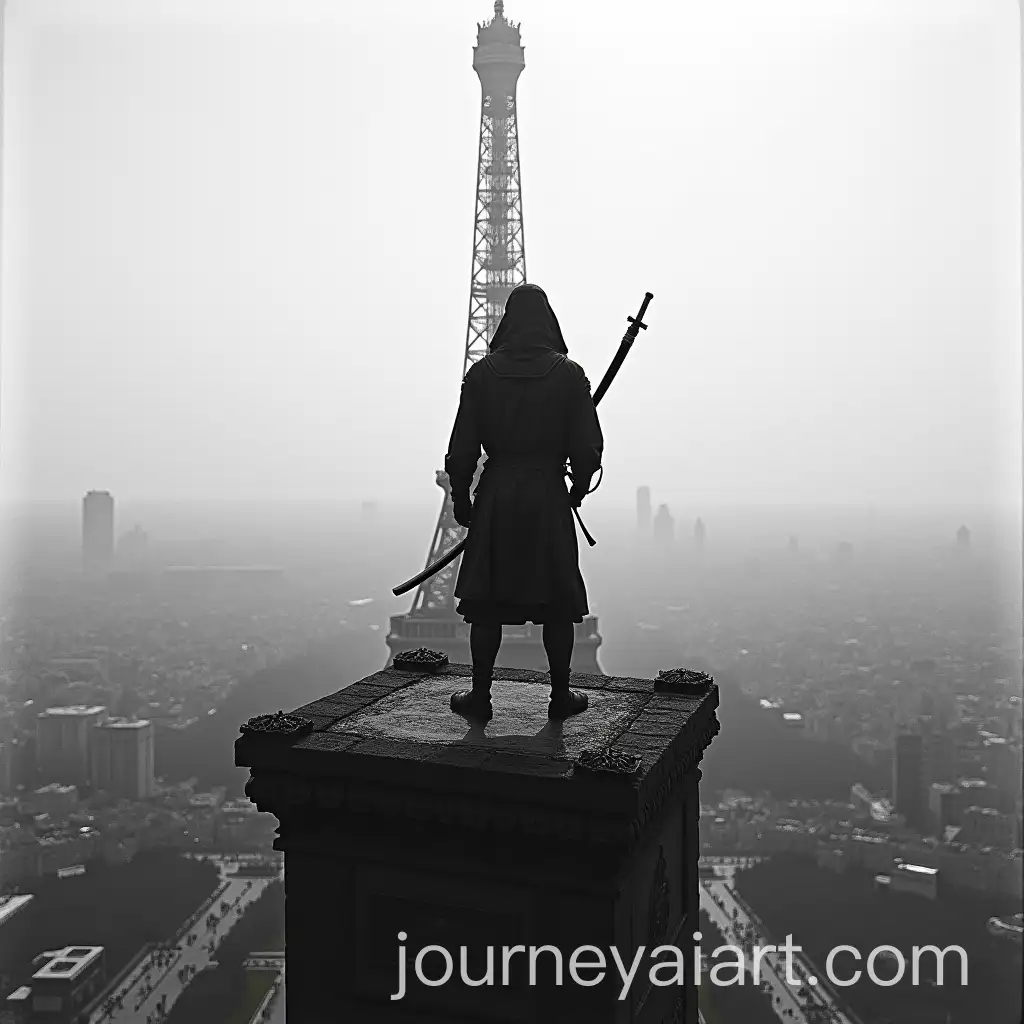 Samurai-Warrior-Overlooking-Paris-from-the-Eiffel-Tower