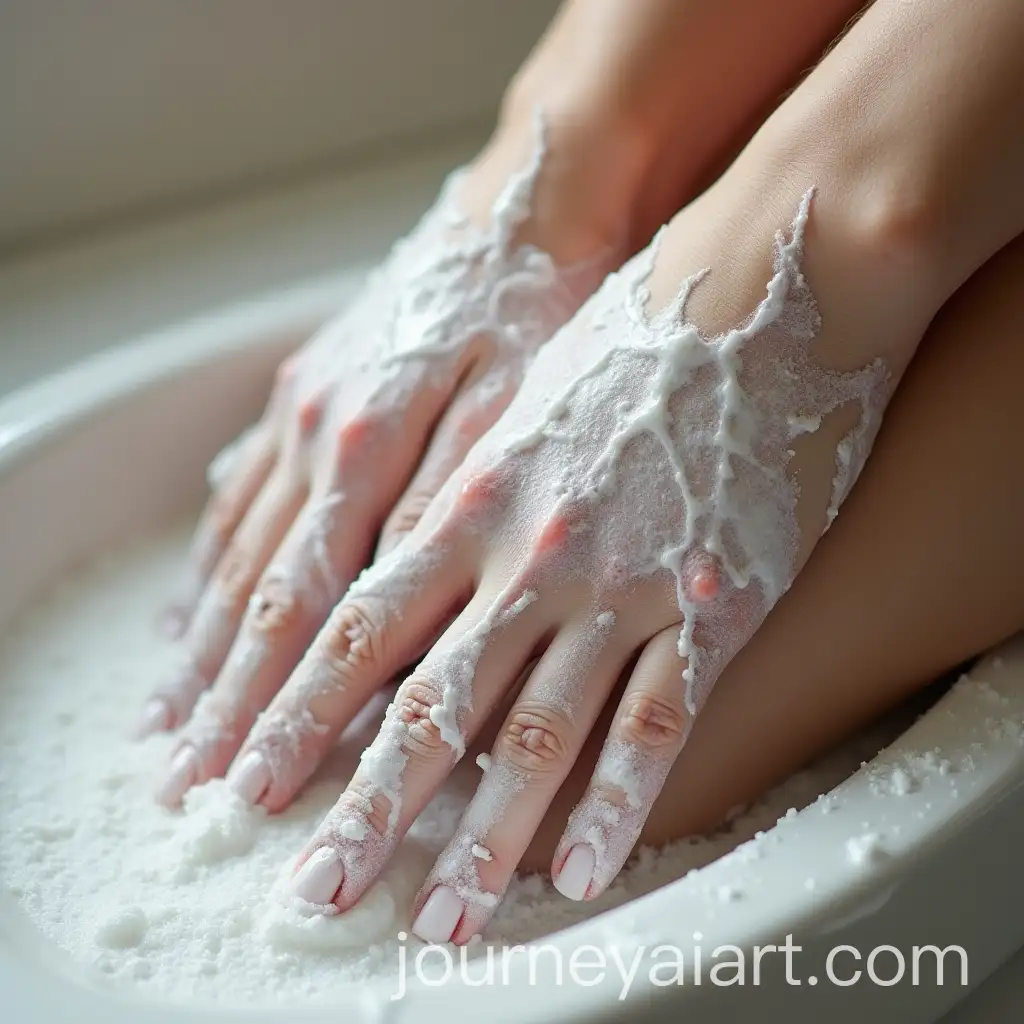 HyperRealistic-CloseUp-of-Hand-and-Leg-Covered-in-White-Soap-Lather