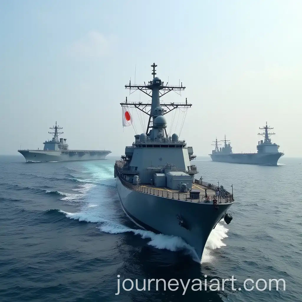 Japanese-Frigate-Ship-Surrounded-by-Two-Indian-Navy-Aircraft-Carriers