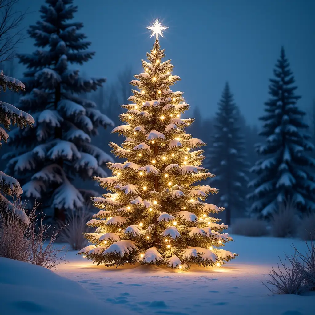 Magical Christmas Tree in a Snowy Lapland Setting