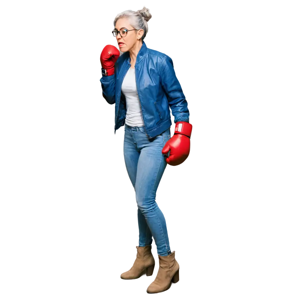 SelfSabotage-Symbolism-PNG-Image-of-a-40YearOld-Woman-Artist-with-Gray-Hair-and-Boxing-Gloves