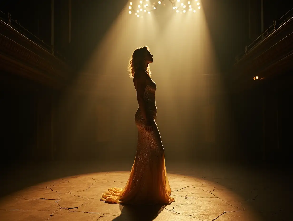 Blonde-Jazz-Diva-Singing-in-Abandoned-Theater-with-Fading-Spotlight