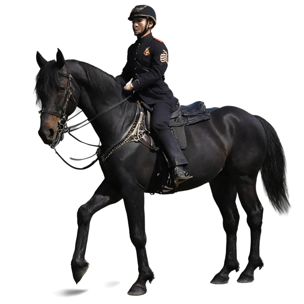 Black-War-Horse-Carried-by-Its-Owner-HighQuality-PNG-Image-for-Versatile-Use