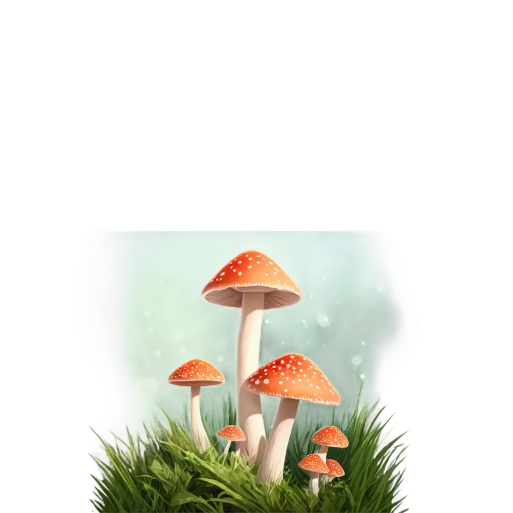 Fluid-Gradient-Watercolor-PNG-Enchanting-Lightgiving-Mushrooms-and-Fairy-in-a-Magical-Forest