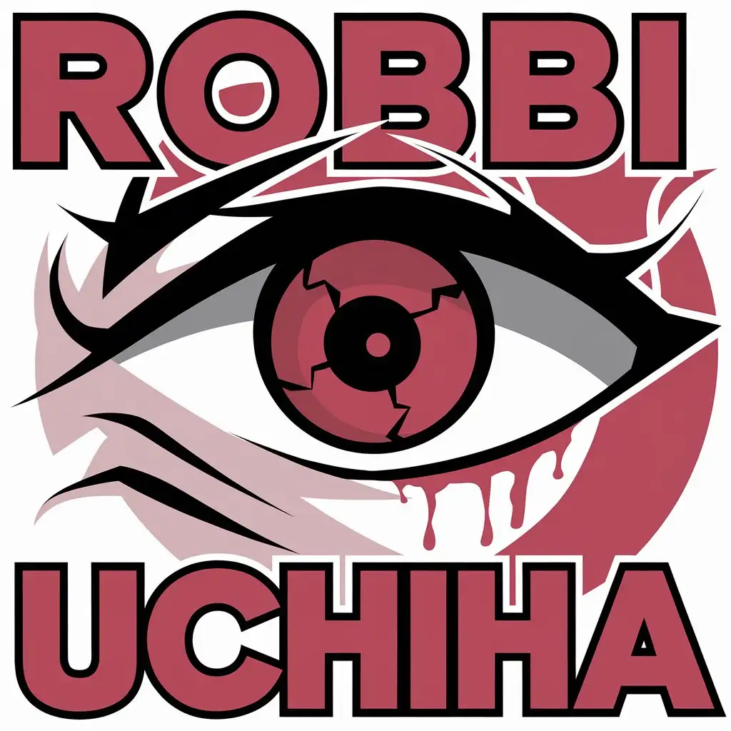 LOGO Design for Robbi Uchiha Vector Design Featuring a Bleeding Sharingan Eye from Naruto Anime