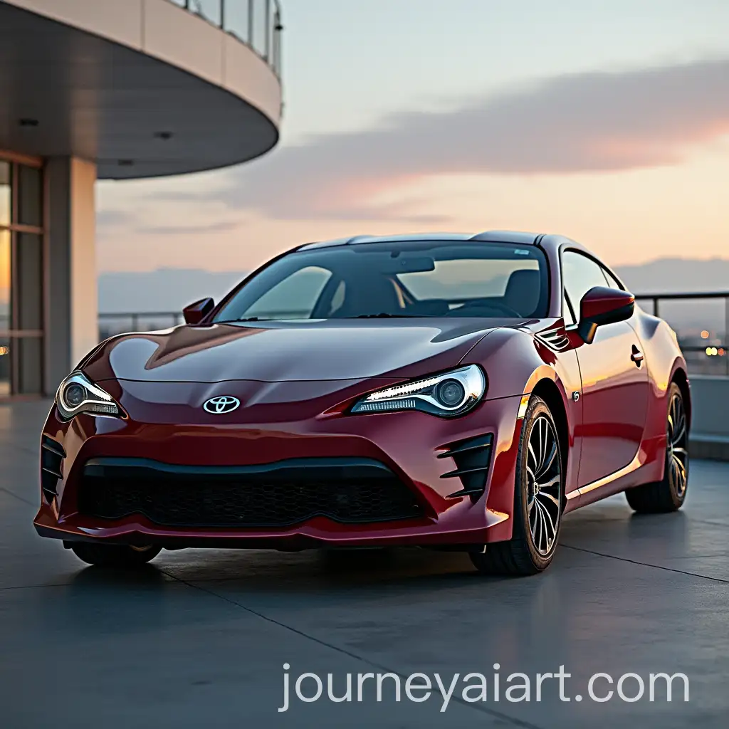 Toyota-Car-on-Road-at-Sunset