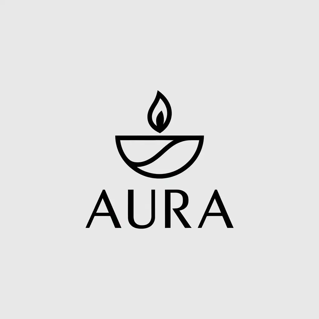 a vector logo design,with the text "AURA", main symbol:Candle,Minimalistic,be used in Beauty Spa industry,clear background