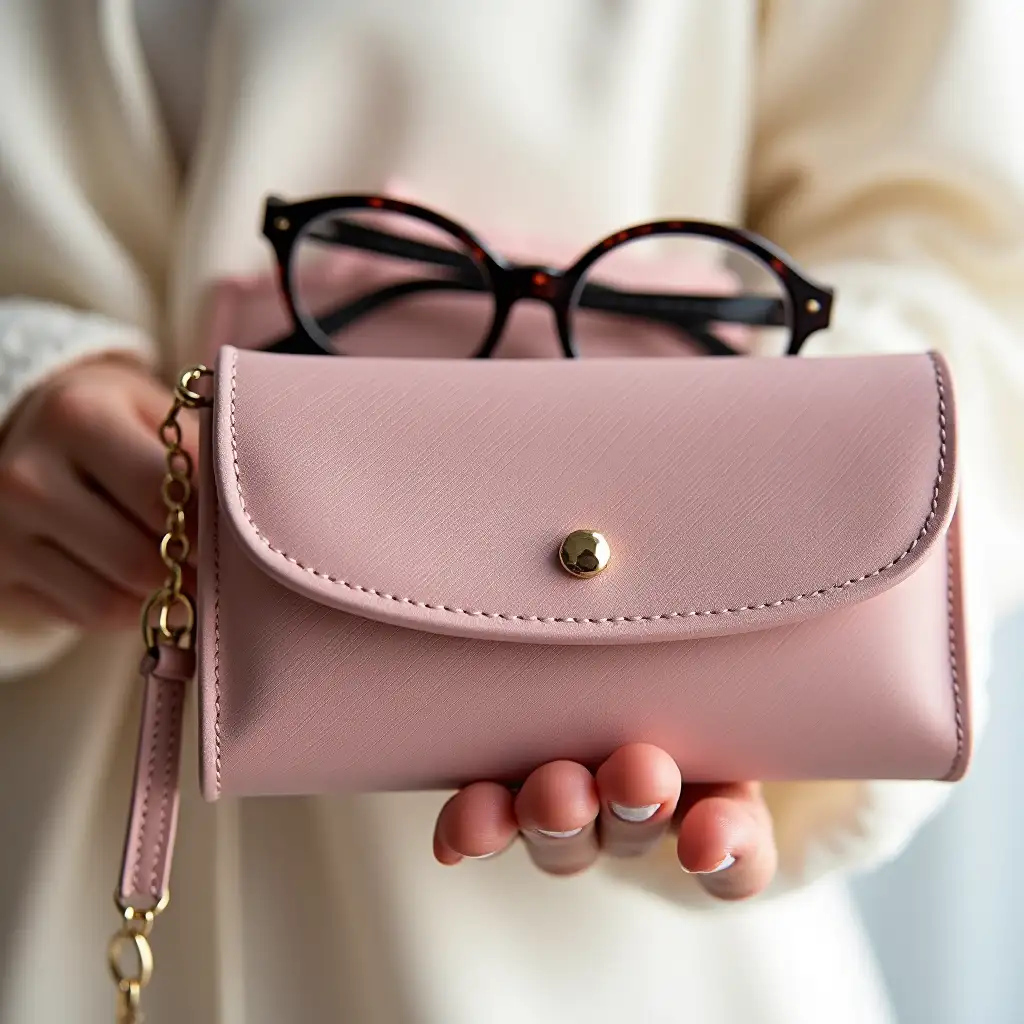 Elegant-Soft-Glasses-Case-Attached-to-Ladys-Purse-with-Keychain-System