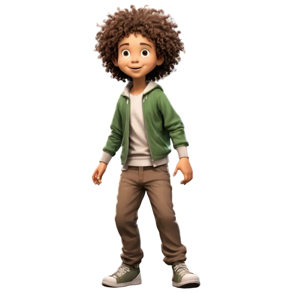 Boy with frizzy hair illustration