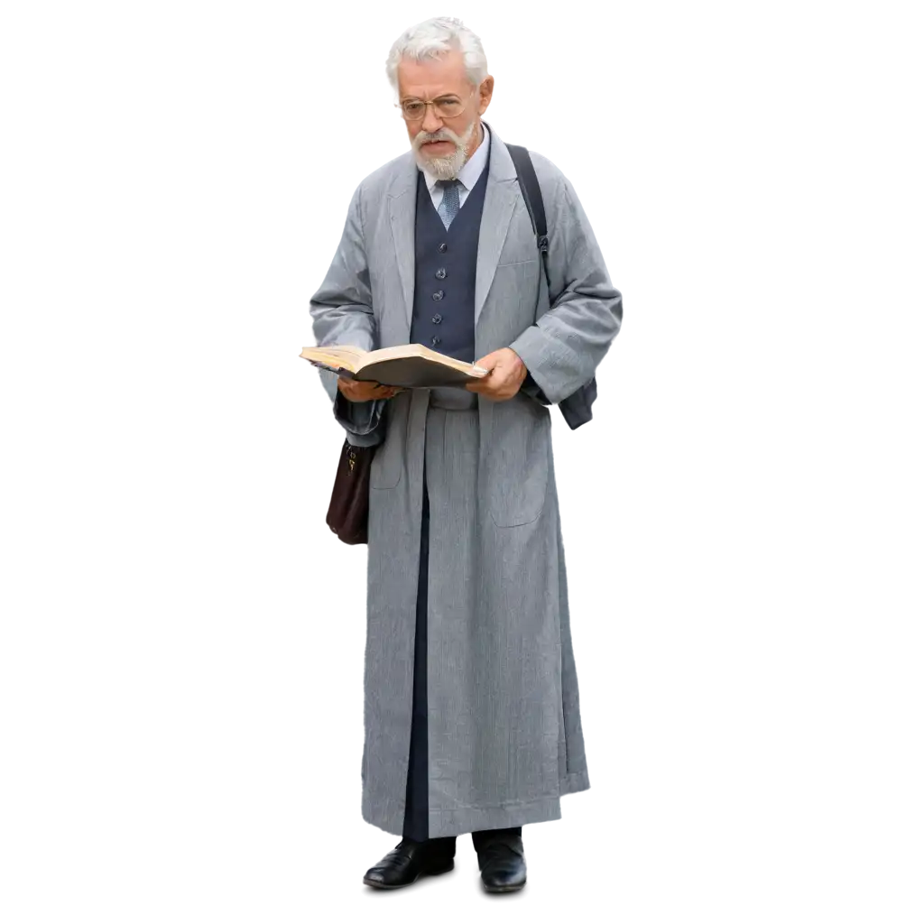 GrayHaired-Old-Man-with-a-Beard-Holding-Open-Book-PNG-Image-for-Various-Applications