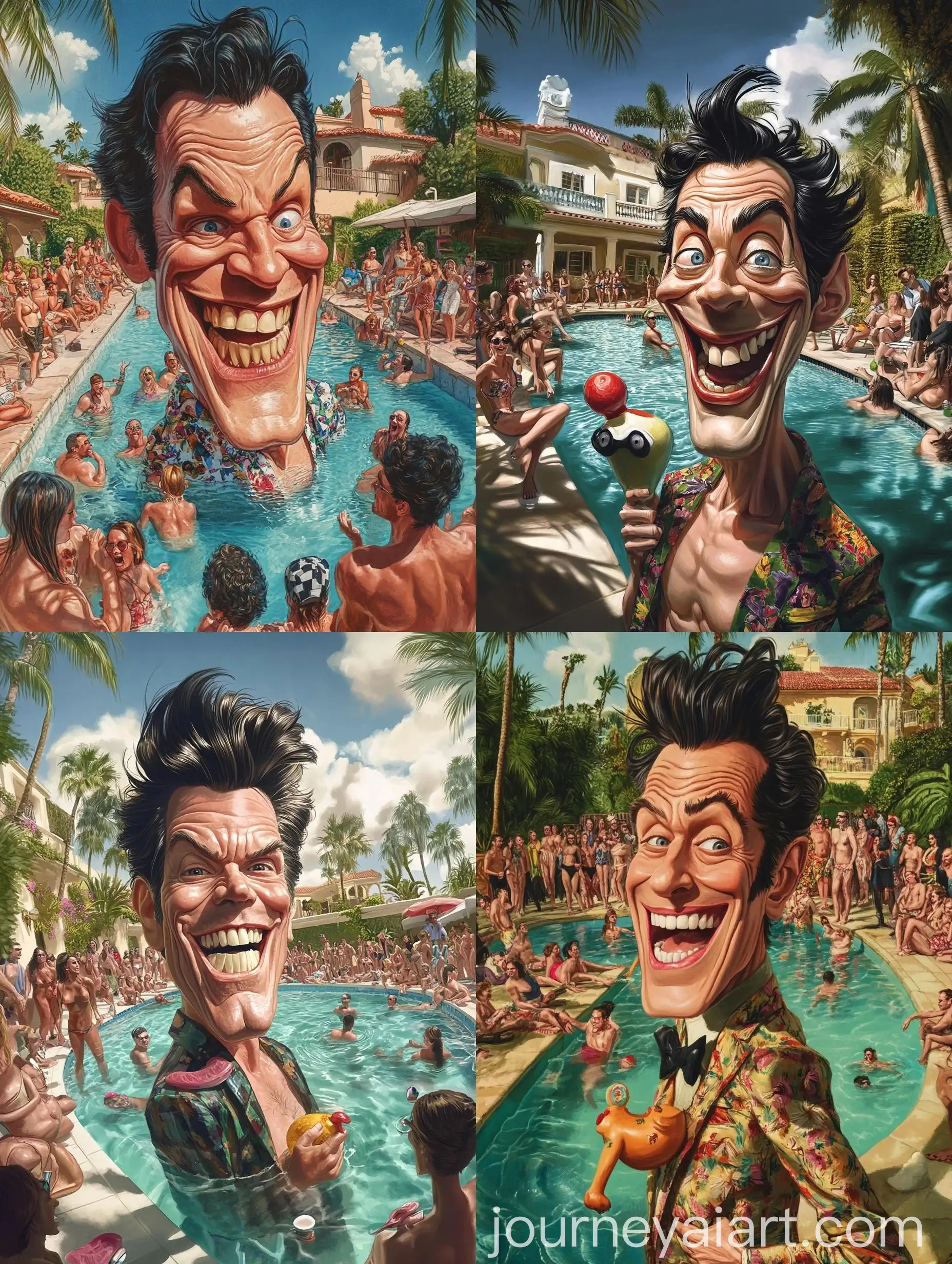 Celebrity-Caricature-at-Luxurious-Hollywood-Poolside-Gathering