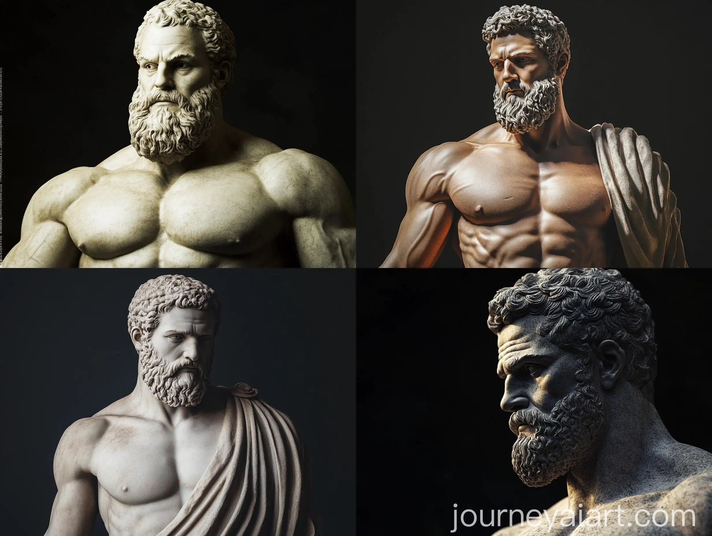 Stoic-Aristotle-Statue-in-High-Resolution-Against-Black-Background