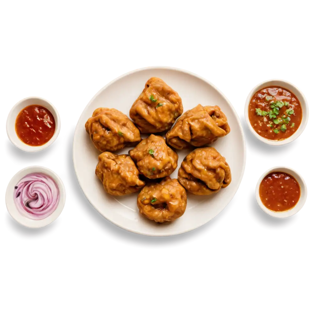 Delicious-Plate-of-Tandoori-Momos-with-3-Types-of-Chutney-PNG-Image-for-Culinary-Excellence