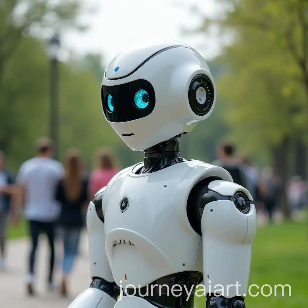 Male-Humanoid-Robot-Exploring-Public-Park-Sights