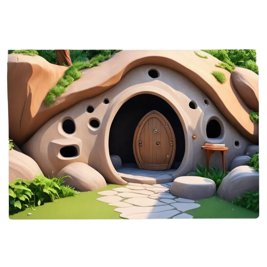 Cartoon-Cave-Home-PNG-Image-Whimsical-Illustration-of-a-Cozy-Underground-Dwelling