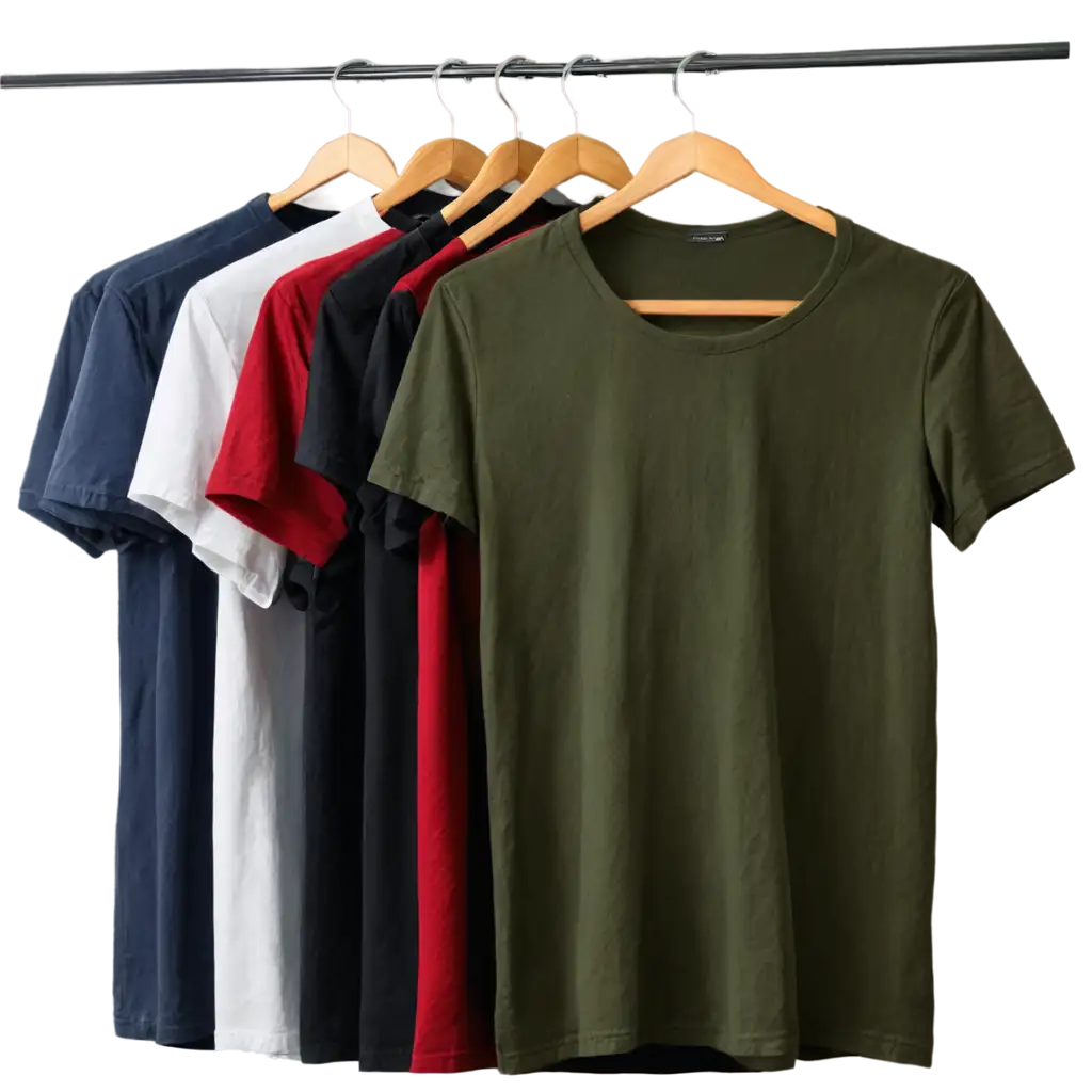 Luxury-TShirt-Collection-on-Vertical-Hanger-PNG-Image-for-HighQuality-Display