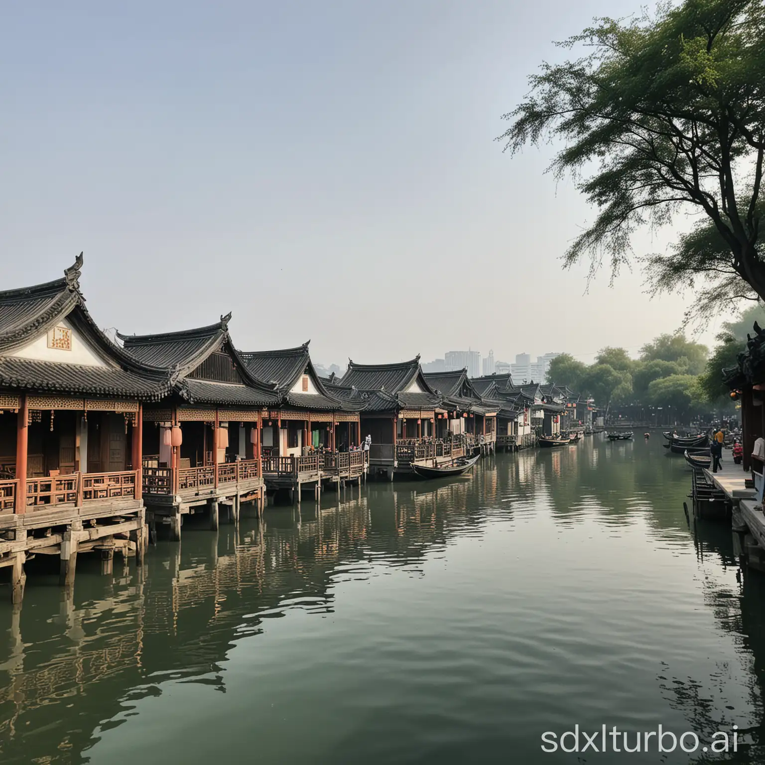 scenic view of Jiangnan water village