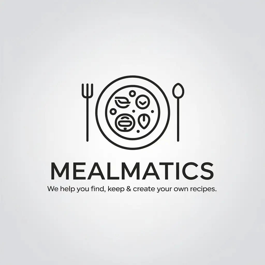 LOGO Design for MealMatics Minimalistic Vector Logo with Recipe Symbol and Clear Background