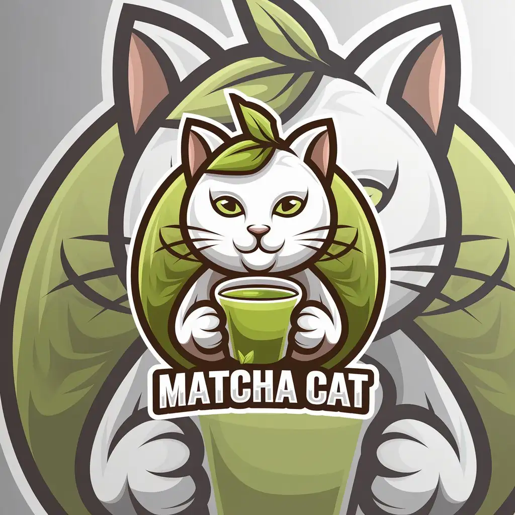 LOGO-Design-for-Matcha-Cat-Elegant-Cat-and-Tea-Cup-with-a-Modern-Twist-for-the-Restaurant-Industry