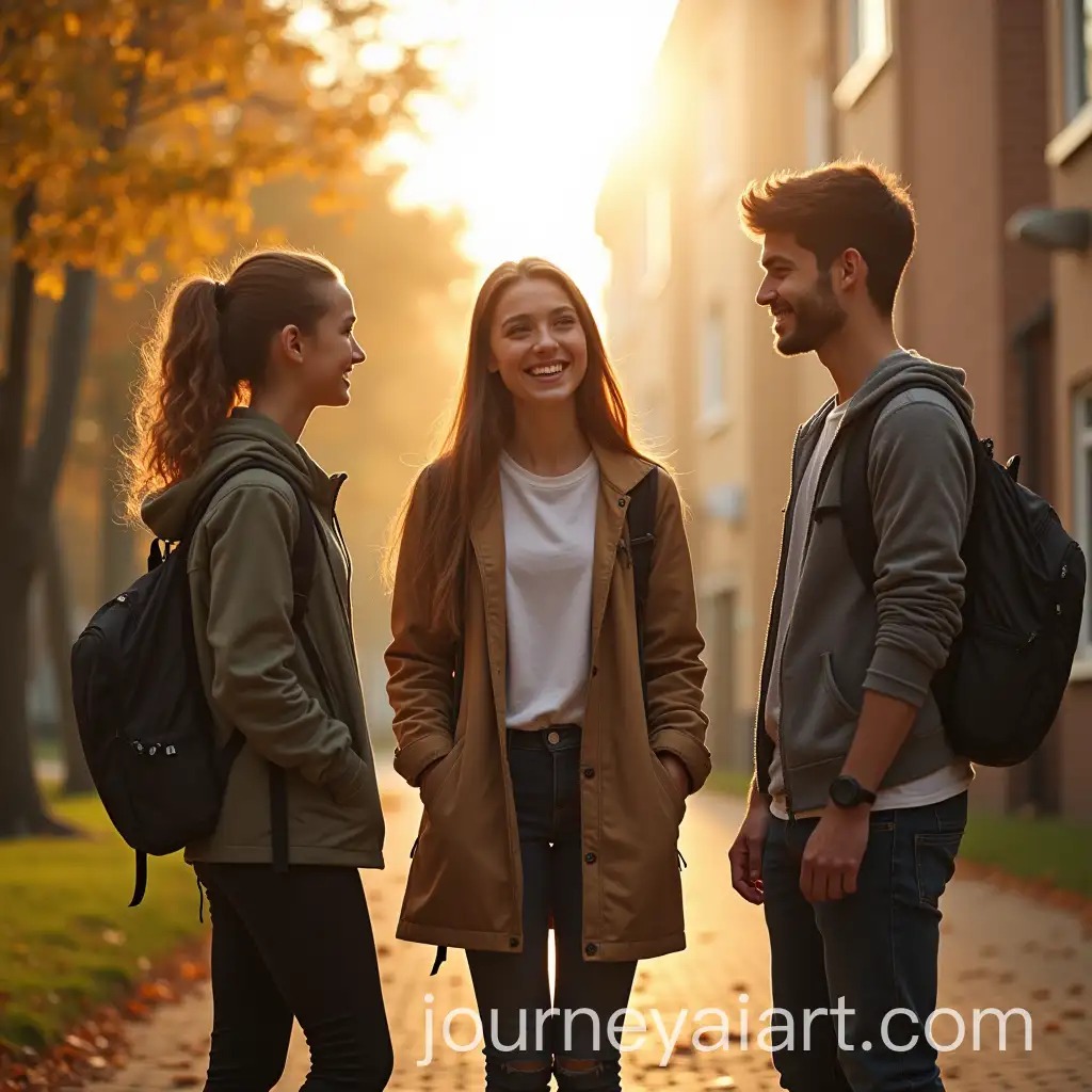 Three-Students-Greeting-Each-Other-in-the-Morning