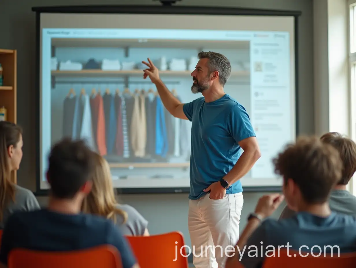 Man-Lecturing-About-Clothing-Shelves-with-Audience-in-Bright-Setting