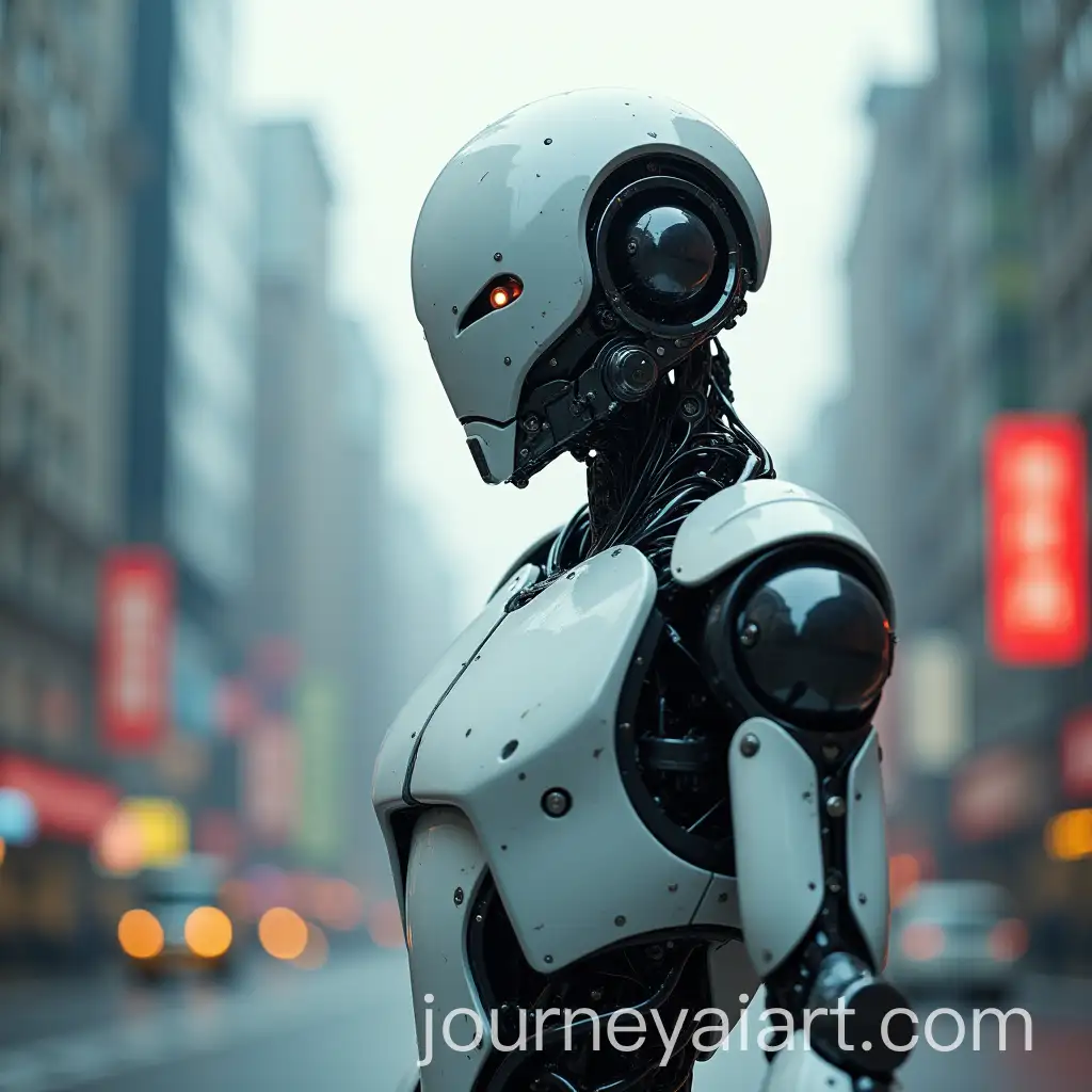 White-Ant-Man-with-Robot-Machine-in-City-Lights