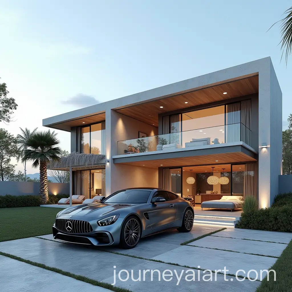 Luxury-Beach-House-Design-with-Front-Luxury-Car