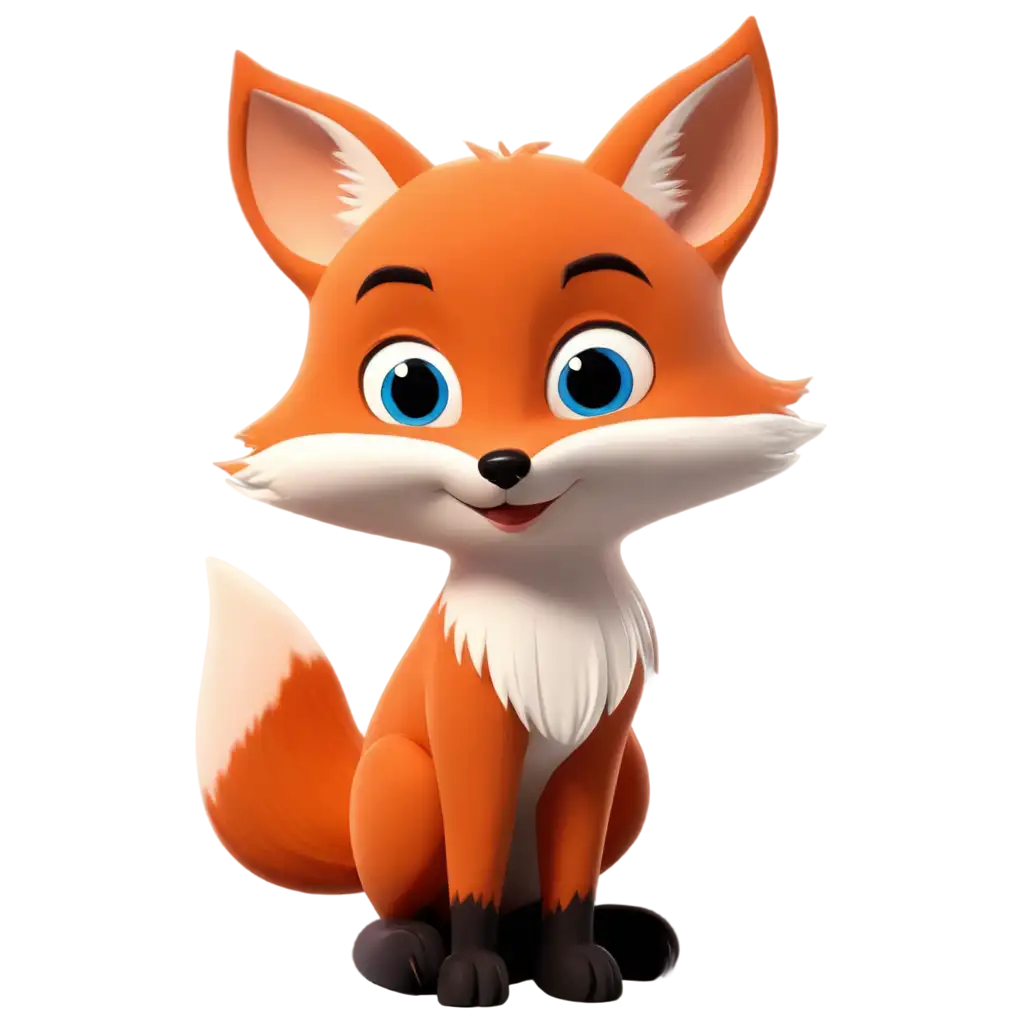 a small, beautiful and colorful clean fox, a cartoon character