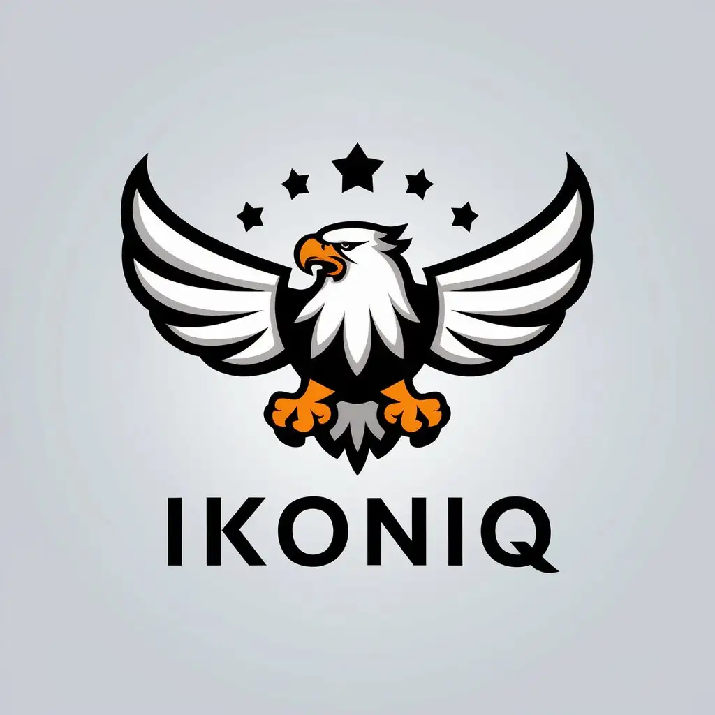 LOGO Design for IKONIQ White Eagle with Spread Wings and Stars